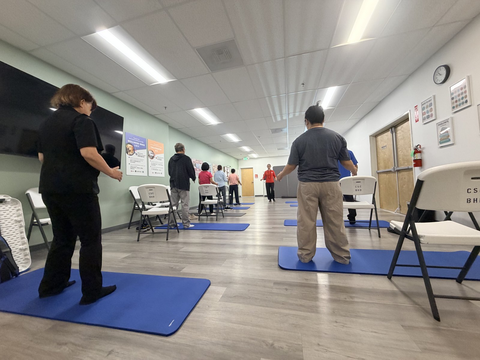 A weekly community qigong class in session at the MPK Hope Resiliency Center